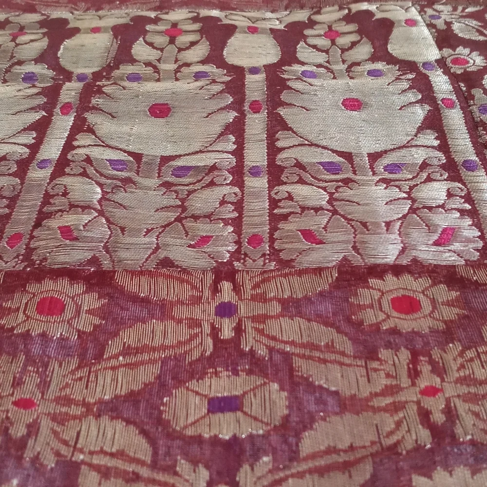 Stunning Silk Purple Metallic Patchwork Batik Pillow Sham from India 16”x16 1/2”
